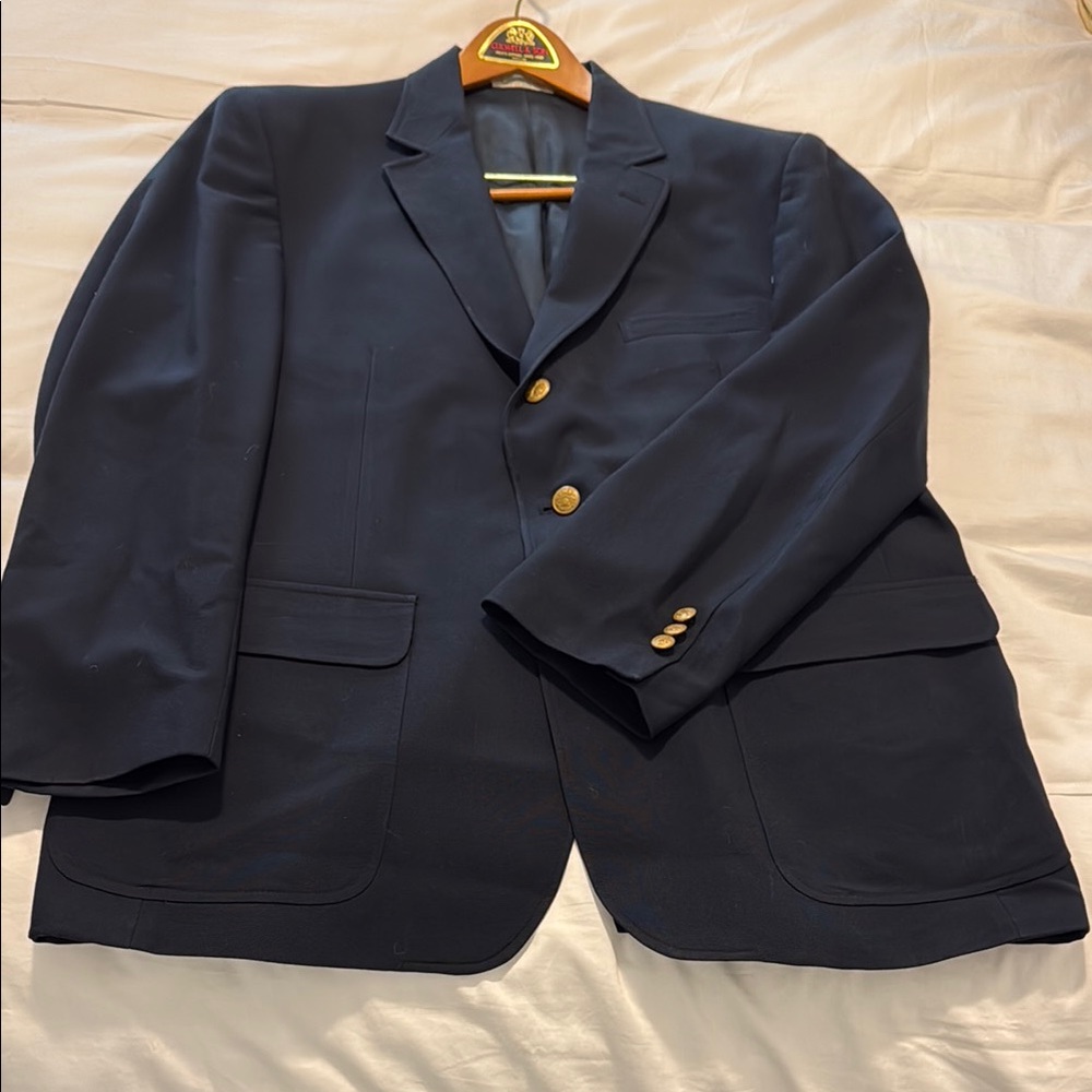 (Orig $499) Orvis Men's Navy Blue Blazer Sport Coat Wool Blend Vintage Made USA